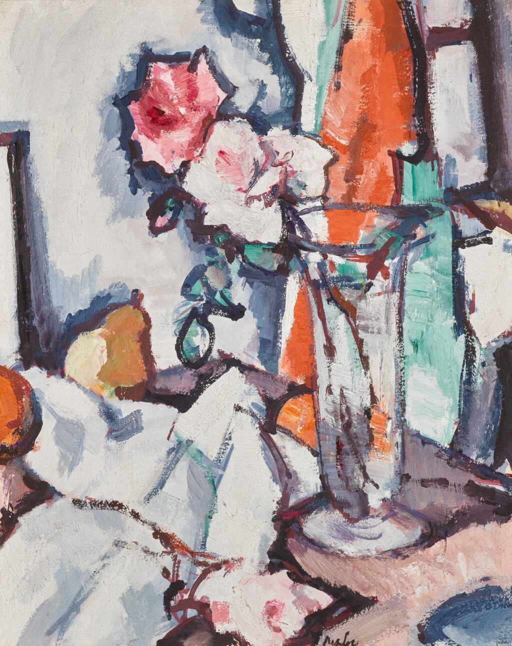 View full screen - View 1 of Lot 216. Roses in a Glass Vase.