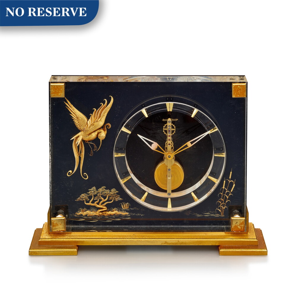 View full screen - View 1 of Lot 8081. Jaeger-LeCoultre | Marina Hummingbird, Reference 350, A gilt brass and lucite table clock with 8 days power reserve, Circa 1960 | 積家 | Marina Hummingbird 型號350 鍍金銅製及透明樹脂座鐘,備8天動力儲備,約1960年製.