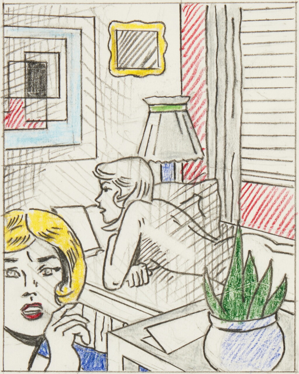 View full screen - View 1 of Lot 206. Roommates (Study).