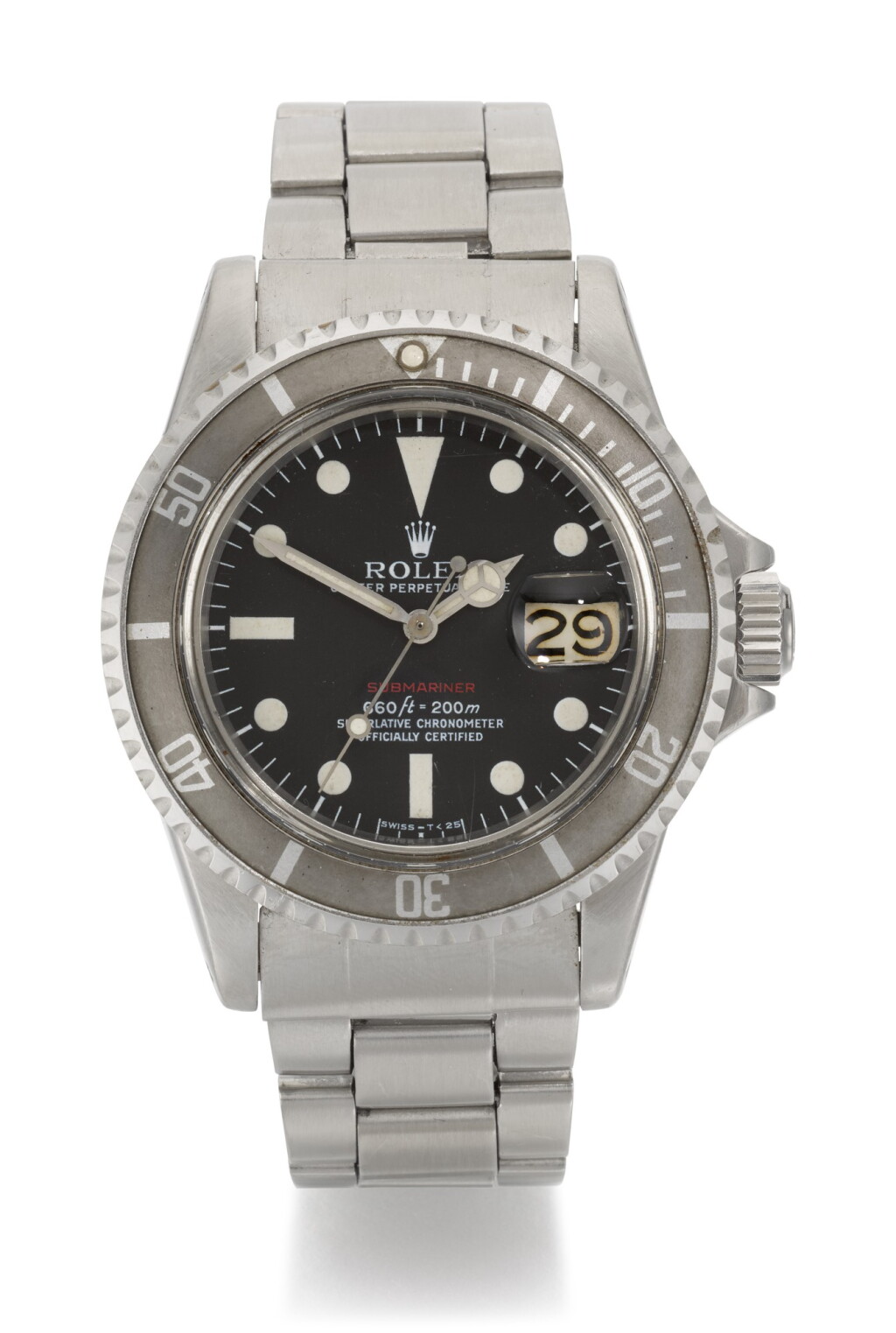 View full screen - View 1 of Lot 62. ROLEX | SUBMARINER SINGLE RED, REFERENCE 1680, STAINLESS STEEL WRISTWATCH WITH DATE AND BRACELET, CIRCA 1972.