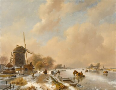View full screen - View 1 of Lot 66. Skaters on a Frozen River.