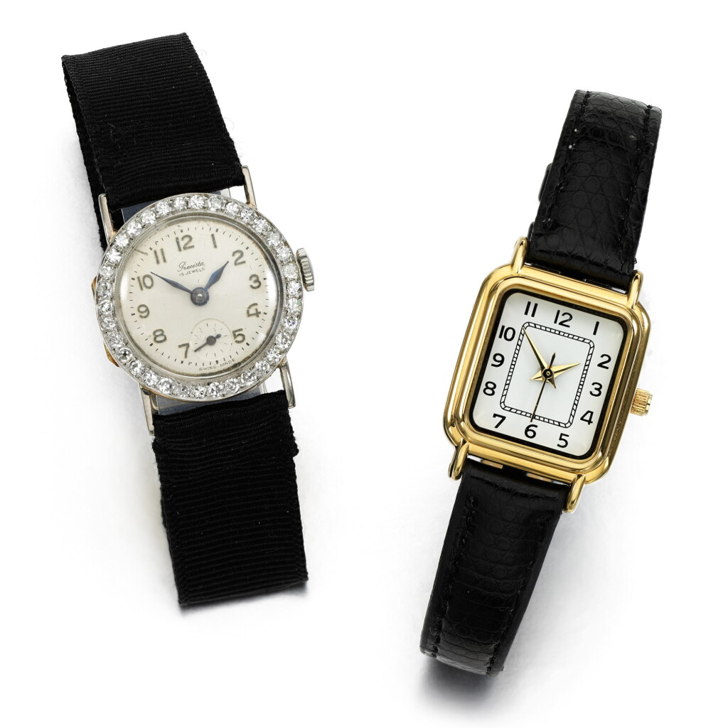View full screen - View 1 of Lot 93. Diamond watch, 1920 and an additional watch .