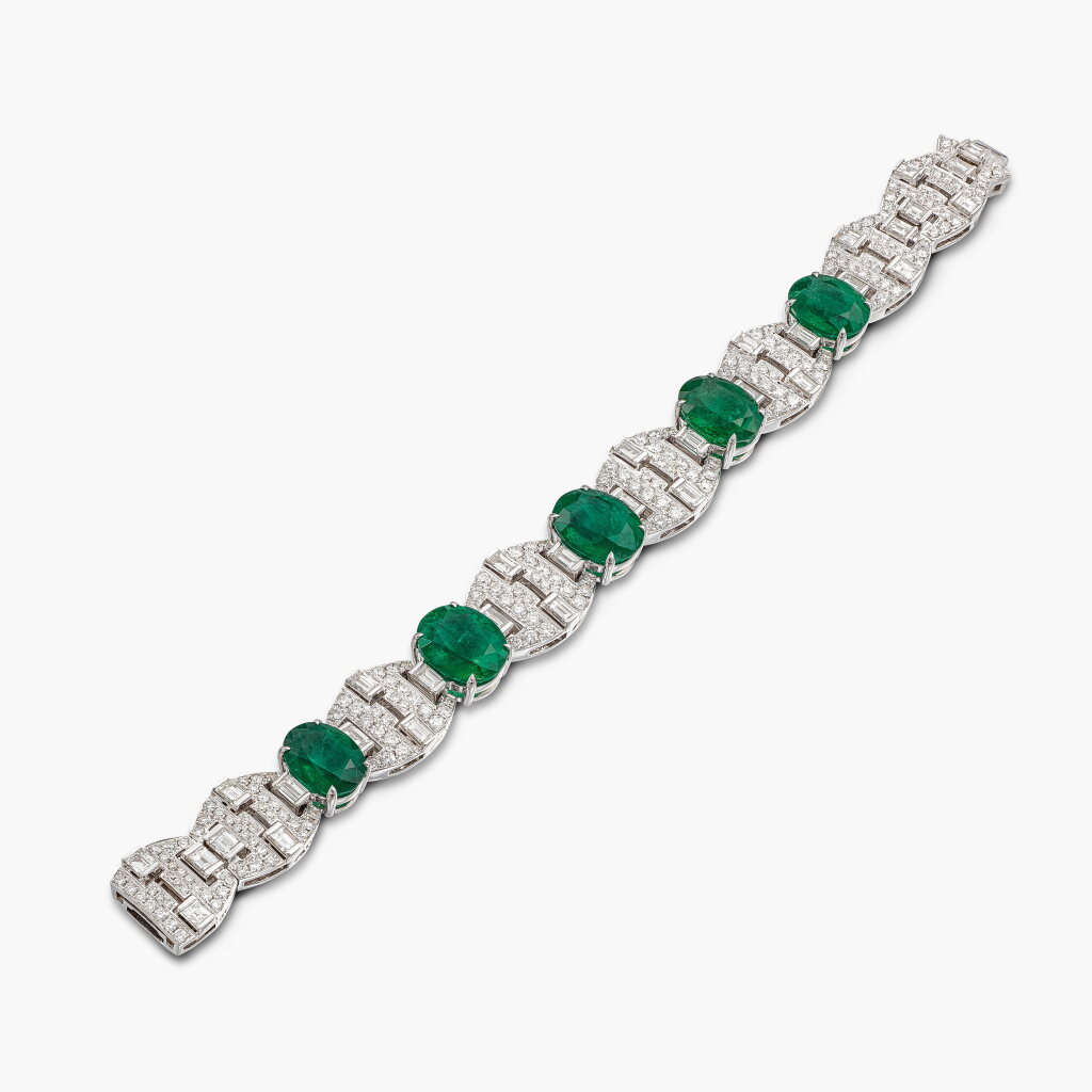View full screen - View 1 of Lot 1478. Emerald and Diamond Bracelet | 祖母綠 配 鑽石 手鏈.