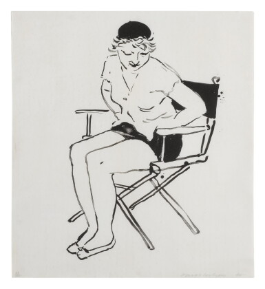 View full screen - View 1 of Lot 233. DAVID HOCKNEY | CELIA IN THE DIRECTOR'S CHAIR (M.C.A.T. 244).