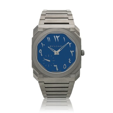 View full screen - View 1 of Lot 80. Reference BGO 40 TXT Octo Finissimo, A titanium automatic wristwatch with bracelet, Circa 2018 寶格麗 BGO 40 TXT 型號 Octo Finissimo 鈦金屬自動上鏈鍊帶腕錶,約2018年製.