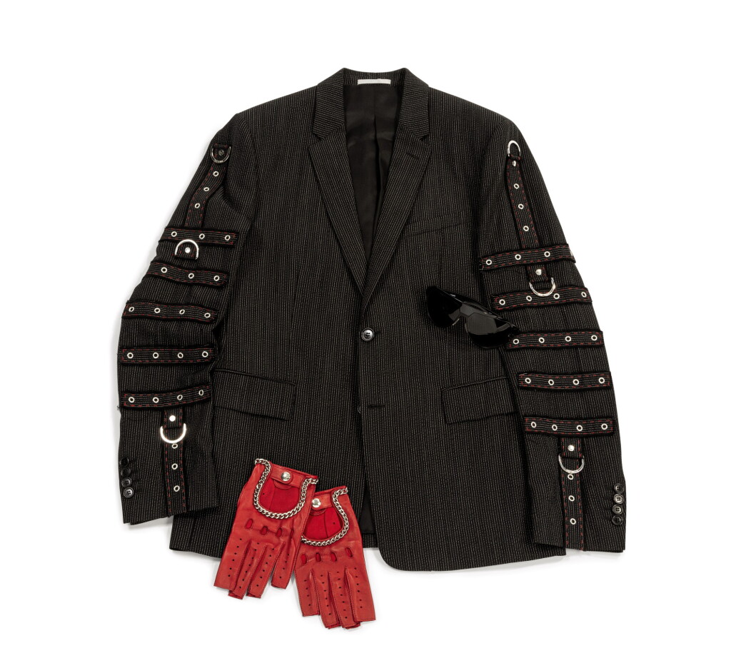 View full screen - View 1 of Lot 391. Black Striped Wool Jacket, circa 2000 | Veste en laine niore, circa 2000.