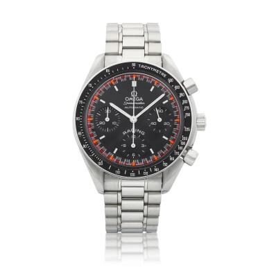 View full screen - View 1 of Lot 8056. Speedmaster Racing Michael Schumacher World Champion 2000, A limited edition stainless steel chronograph wristwatch with bracelet, Circa 2000 | 歐米茄 超霸系列 Racing Michael Schumacher World Champion 2000 限量版精鋼計時鏈帶腕錶,約2000年製.