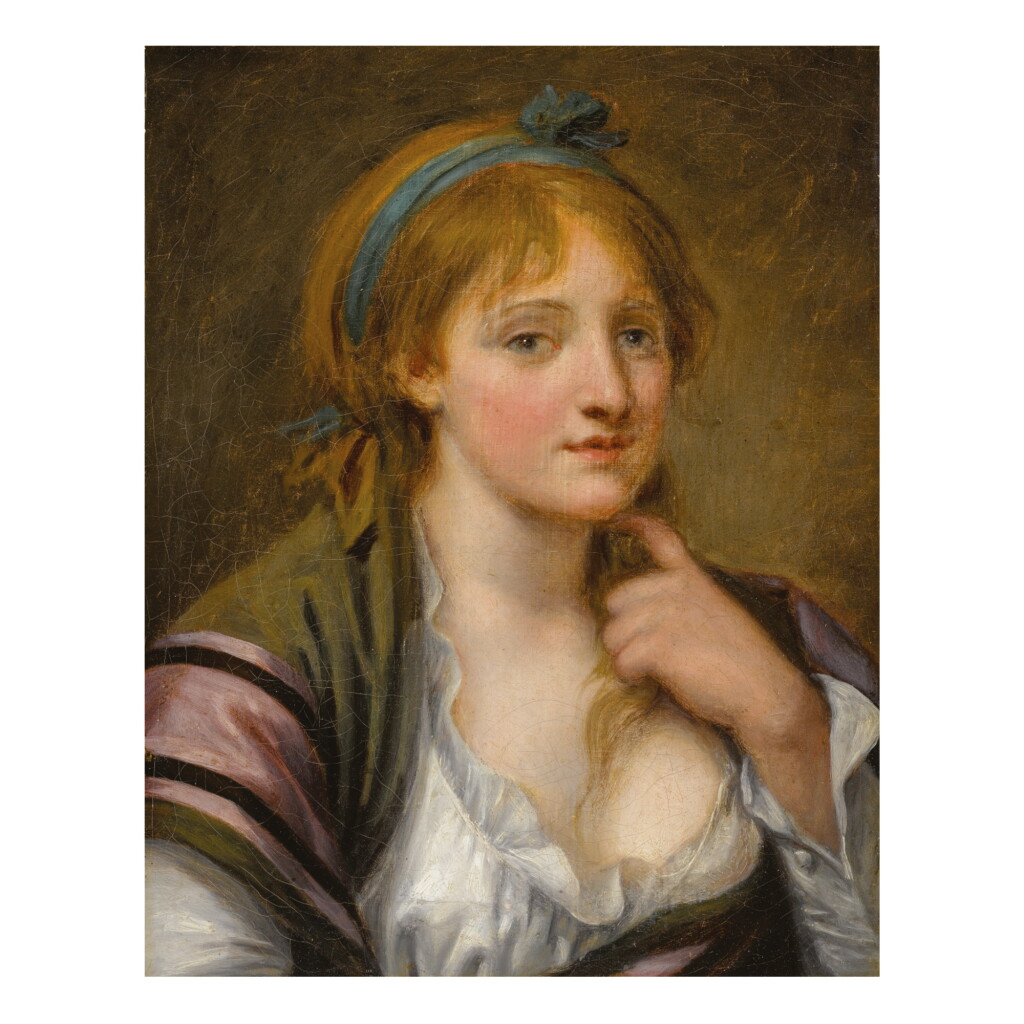 View full screen - View 1 of Lot 87. JEAN-BAPTISTE GREUZE | PORTRAIT OF A YOUNG WOMAN, BUST LENGTH.