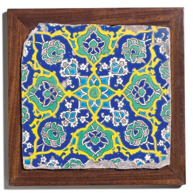 View full screen - View 1 of Lot 482. A RARE OTTOMAN CUERDA SECA POTTERY TILE, TURKEY, FIRST HALF 16TH CENTURY.