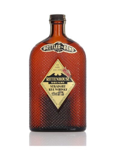 View full screen - View 1 of Lot 188. Rittenhouse Square Straight Rye Whisky 100 Proof 1935 (1 Bottle Pint).