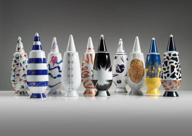 View full screen - View 1 of Lot 18. Collection of Ten "100% Make up" Vases with Lid.