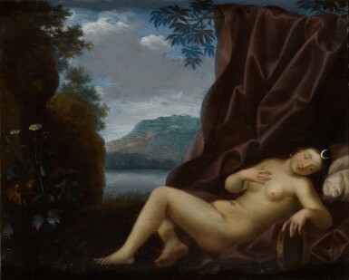 View full screen - View 1 of Lot 97. TOUSSAINT GELTON | Diana resting with a landscape beyond.