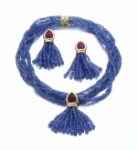SAPPHIRE, RUBY AND DIAMOND DEMI-PARURE | BENOIT DE GORSKI