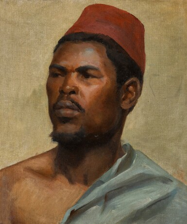 View full screen - View 1 of Lot 227. Study of a man wearing a fez.
