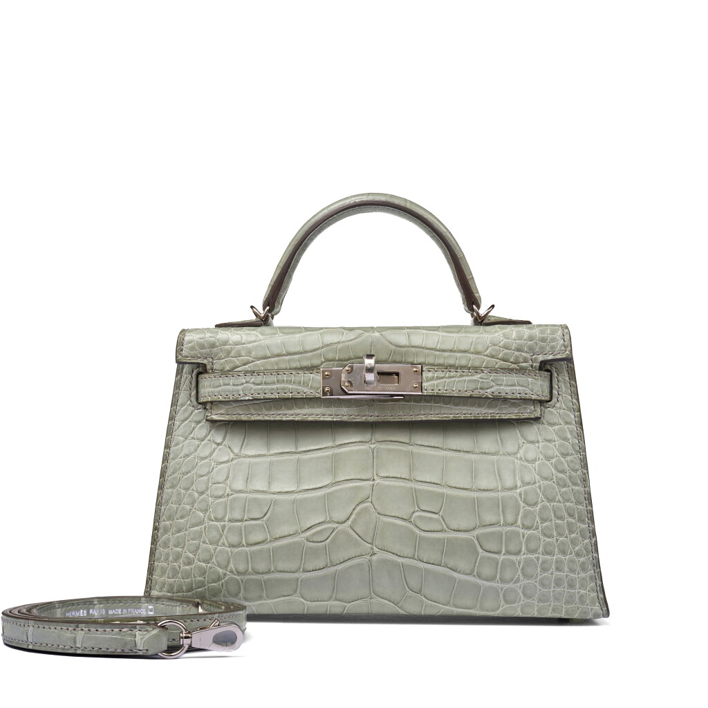 View full screen - View 1 of Lot 23. Gris Ciment Matte Mississippiensis Alligator Mini Kelly II 20 Palladium Hardware, 2024.