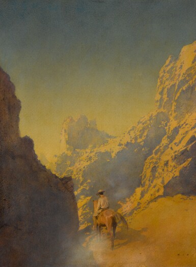 View full screen - View 1 of Lot 22. MAXFIELD PARRISH | THE RAWHIDE PART III, HE SWUNG HIMSELF INTO THE SADDLE AND RODE AWAY.