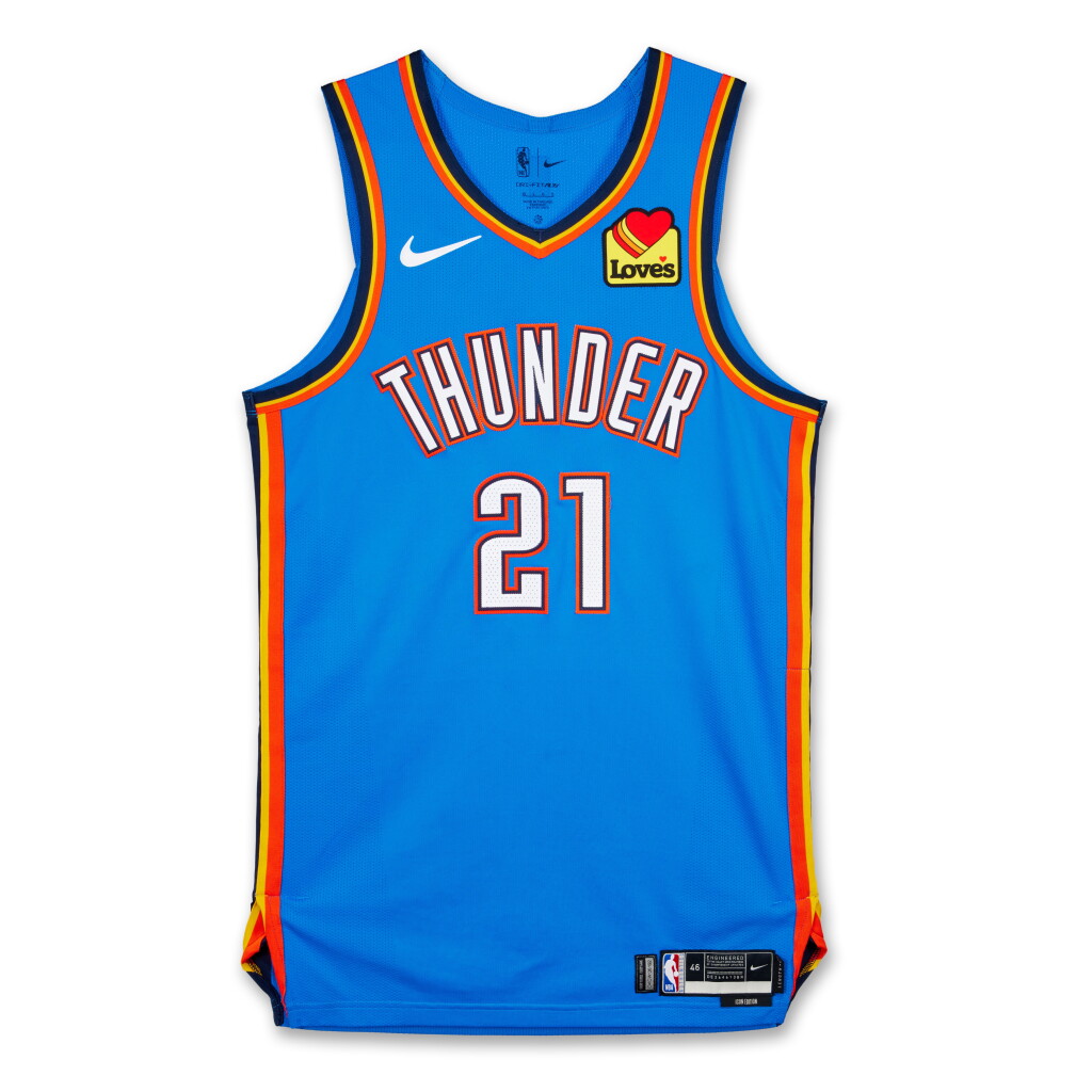View full screen - View 1 of Lot 65. Aaron Wiggins Oklahoma City Thunder 2026 NBA Playoffs Western Conference Round 1 Game Worn Icon Edition Jersey | Game 1.