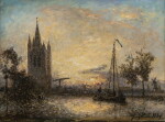 Coucher de soleil sur l'église, Hollande
