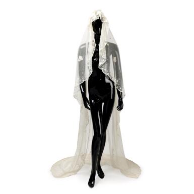 View full screen - View 1 of Lot 5. Vintage Brussels Lace Wedding Veil, 1910s.