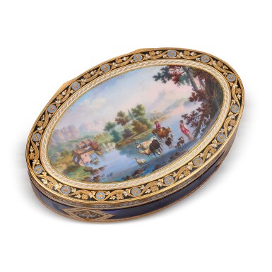 View full screen - View 1 of Lot 1118. A gold and enamel snuff box, Geneva, circa 1780, the enamel by Jean-Louis Richter.
