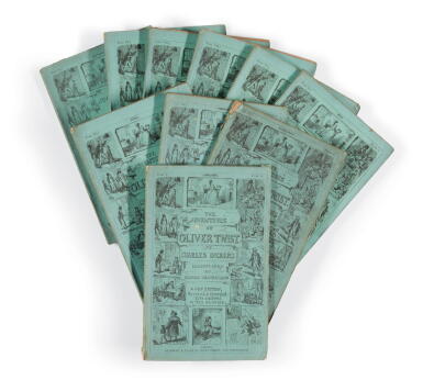 View full screen - View 1 of Lot 51. Dickens, Oliver Twist, 1846, original parts, bibliographer's copy.
