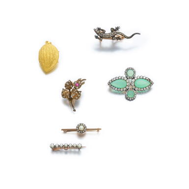 View full screen - View 1 of Lot 1133. Collection of brooches and a locket, late 19th century.