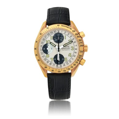 View full screen - View 1 of Lot 33. OMEGA | SPEEDMASTER DAY-DATE, REF 36233321 PINK GOLD CHRONOGRAPH WRISTWATCH WITH TRIPLE CALENDAR AND 24-HOUR INDICATION CIRCA 2005.