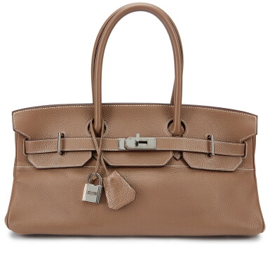 View full screen - View 1 of Lot 6126. Etoupe Clemence JPG Shoulder Birkin 42 Palladium Hardware, 2005.