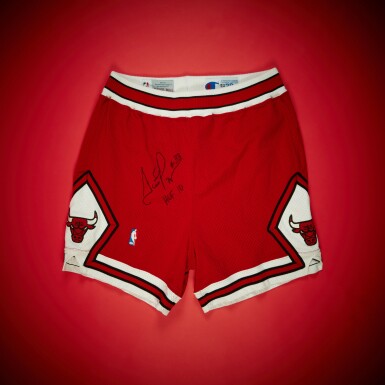 View full screen - View of Scottie Pippen Chicago Bulls 1993 NBA Finals Championship Clinching Game Worn and Signed Shorts | Matched to 3 NBA Finals Games | Games 1, 2, and 6 | Triple-Double | Double-Double.