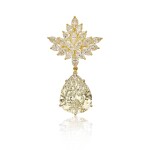 Diamond Pendant / Brooch | 26.75克拉 淡彩棕綠黃色鑽石 配 鑽石 掛墜 / 胸針