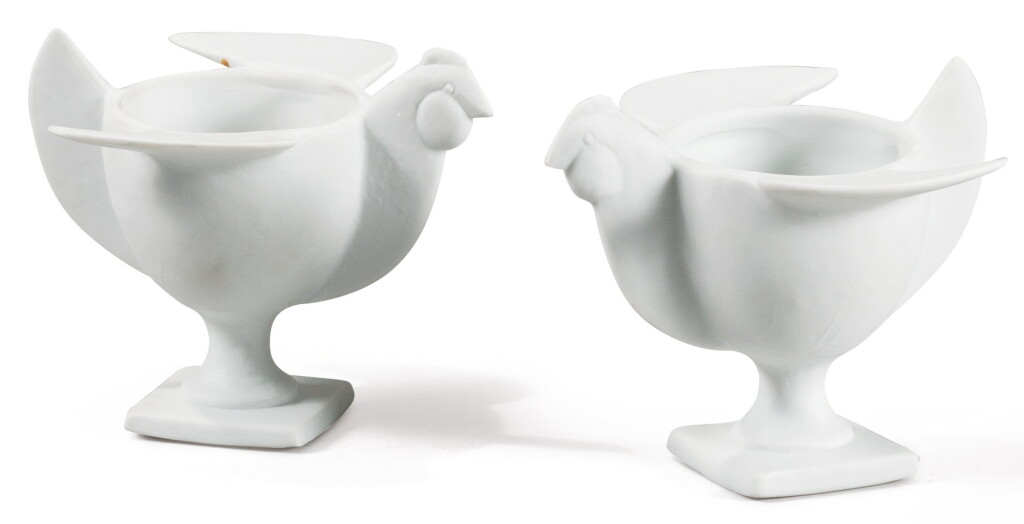 View full screen - View 1 of Lot 71. FRANÇOIS-XAVIER LALANNE | TWO POULES EGG CUPS, CIRCA 1990.