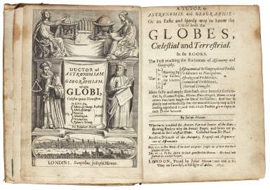View full screen - View 1 of Lot 51. Moxon, A tutor to astronomie and geographie: Or an easie and speedy way to know the use of both the globes, 1659.