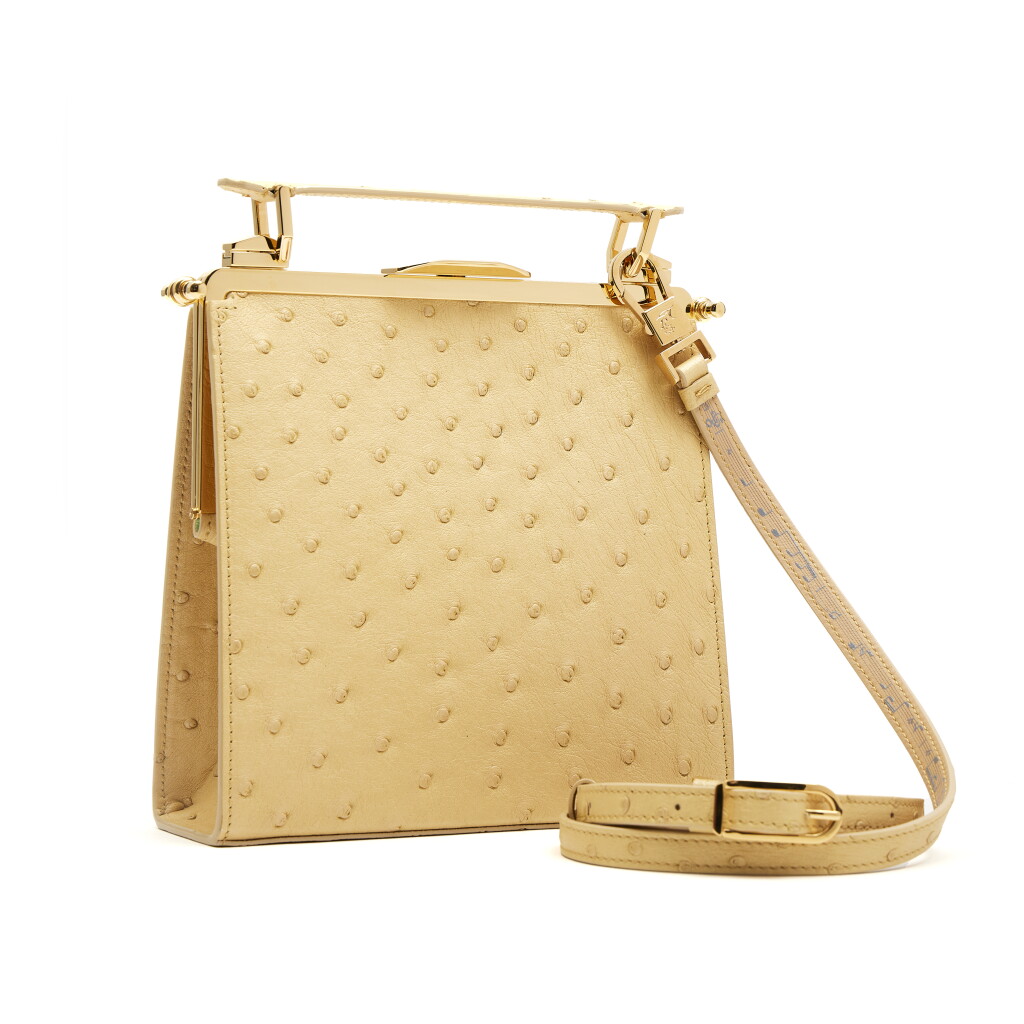 View full screen - View 1 of Lot 7. Fregoli | Slim Ostrich Handbag with Detachable Chains.