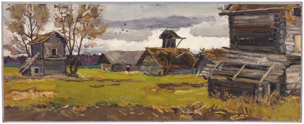 View full screen - View 1 of Lot 52. VLADIMIR FEDOROVICH STOZHAROV | GRIGORKOVO, STUDY WITH WINDMILL AND DRYING BARNS.