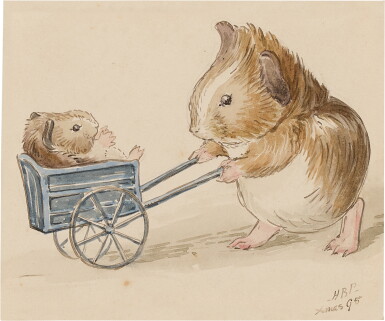 View full screen - View 1 of Lot 1204. Potter, Beatrix | An original fantasy drawing by Beatrix Potter, given as a Christmas present.