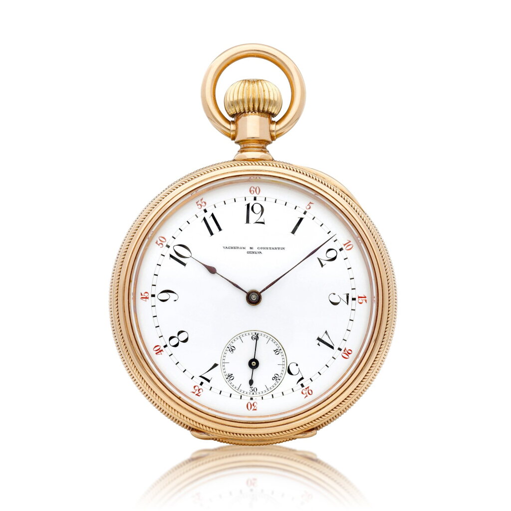 View full screen - View 1 of Lot 8717. A pink gold openface keyless watch with enamel dial, Circa 1880 | 江詩丹頓 粉紅金懷錶,備琺瑯錶盤,約1880年製.