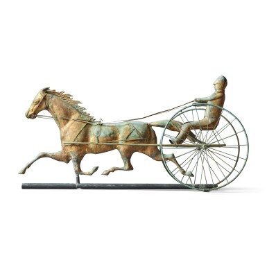 View full screen - View 1 of Lot 1544. American Full-Bodied Copper ‘Horse and Sulky’ Weathervane, Late 19th Century.