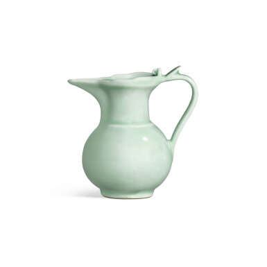 View full screen - View 1 of Lot 144. A very rare small celadon-glazed 'monk's cap' ewer, Seal mark and period of Qianlong | 清乾隆 粉青釉僧帽壺 《大清乾隆年製》款.