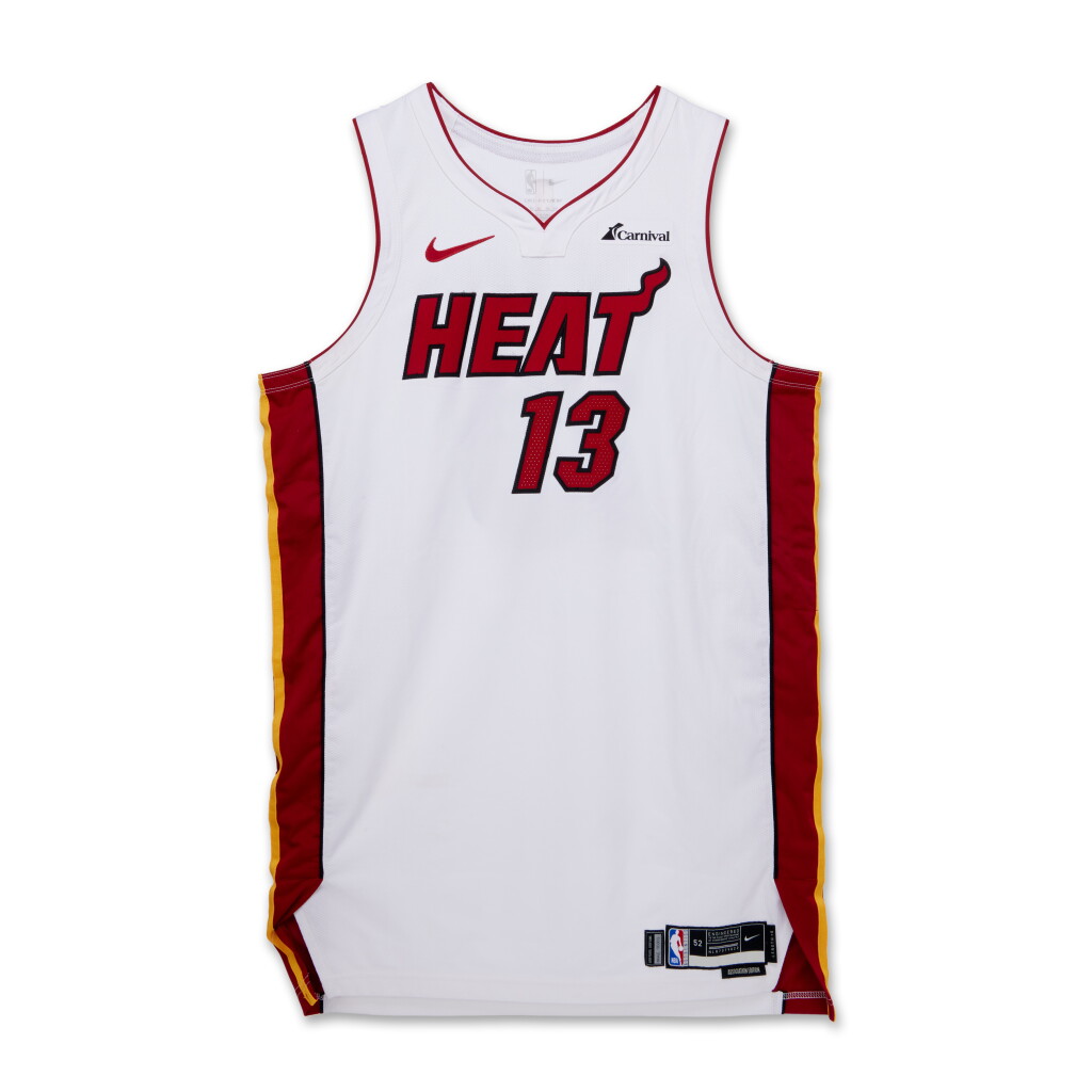 View full screen - View 1 of Lot 98. Bam Adebayo Miami Heat 2023-2024 Kia NBA Tip-Off Game Worn Association Edition Jersey.