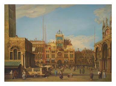 View full screen - View 1 of Lot 49. AFTER GIOVANNI ANTONIO CANAL, CALLED CANALETTO | THE CLOCK TOWER IN THE PIAZZA SAN MARCO, VENICE.