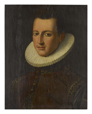 View full screen - View 1 of Lot 233. CIRCLE OF ALESSANDRO ALLORI | PORTRAIT OF A YOUNG MAN, BUST LENGTH, WEARING A RUFF.