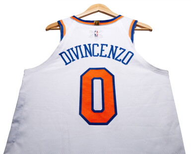 View full screen - View 1 of Lot 97. Donte DiVincenzo ‘Christmas Day’ New York Knicks 2023-2024 Game Worn Association Edition Jersey.