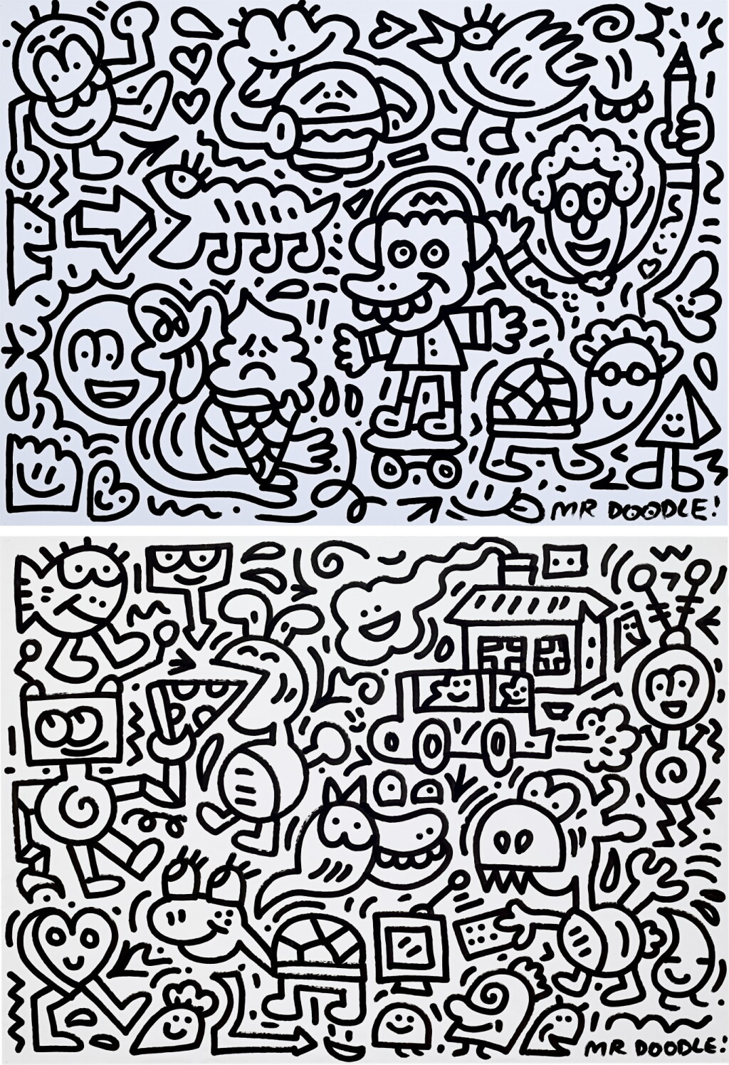 View full screen - View 1 of Lot 578. Mr Doodle | Untitled (Two Works) 無題 (兩件作品).