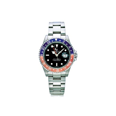 View full screen - View 1 of Lot 866. ROLEX | REF 16710 GMT-MASTER II, A STAINLESS STEEL DUAL TIME WRISTWATCH WITH DATE AND BRACELET, CIRCA 2000 | 勞力士 | 16710型號「GMT-MASTER II」精鋼兩地時間鍊帶腕錶備日期顯示,年份約2000.
