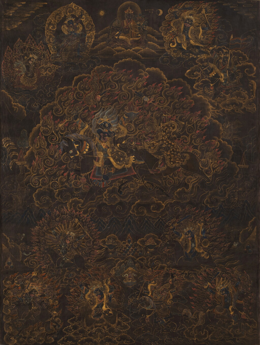 View full screen - View 1 of Lot 140. A thangka depicting Simhamukha Mahakala, Tibet, 18th century.