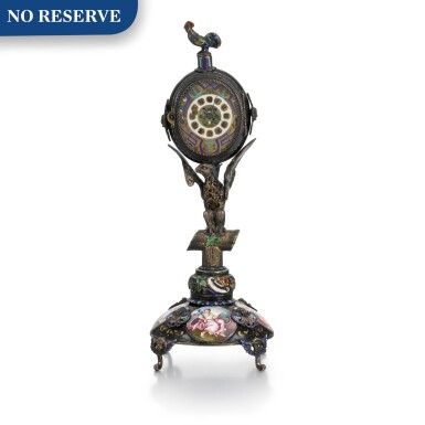 View full screen - View 1 of Lot 237. A SILVER AND ENAMEL TIMEPIECE, HERMANN BÖHM, VIENNA, LATE 19TH CENTURY.