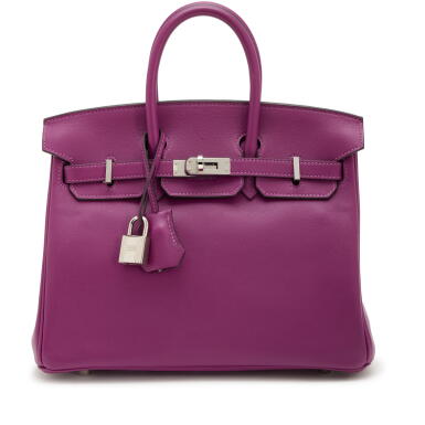 View full screen - View 1 of Lot 74. Anemone Swift Birkin 25 Palladium Hardware, 2020.
