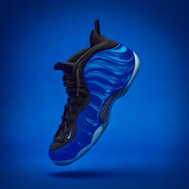 View full screen - View 1 of Lot 17. Stephen Curry 2025-2026 Tunnel Worn Nike Air Foamposite One 'International Blue'.