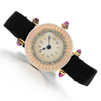 View full screen - View 1 of Lot 185. Lady's gem set and enamel wristwatch.