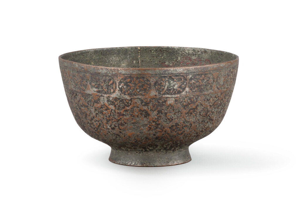 View full screen - View 1 of Lot 332. A small engraved tinned copper bowl, India, Mughal, 17th Century.